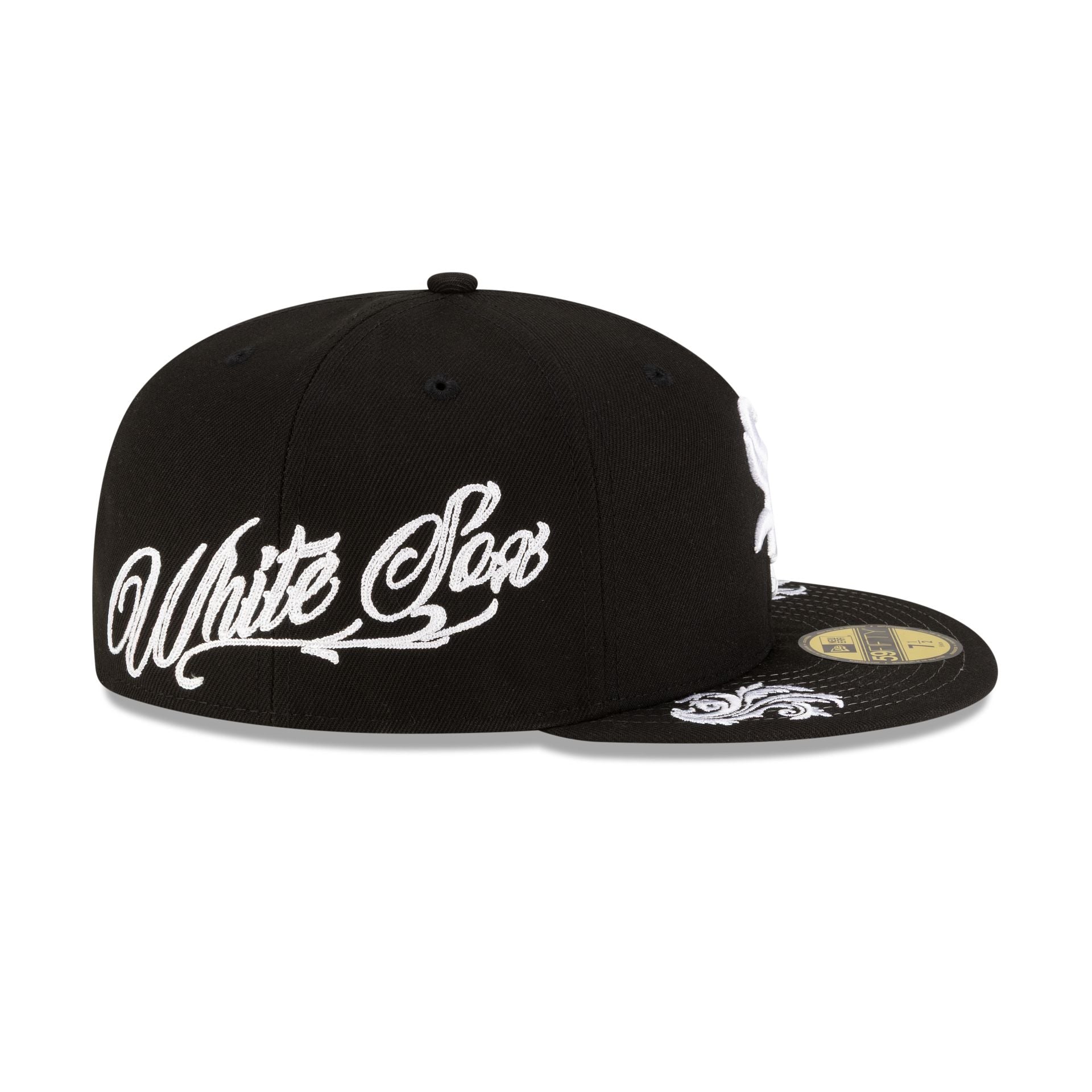 Chicago White Sox Script Black and White 59FIFTY Fitted Hat