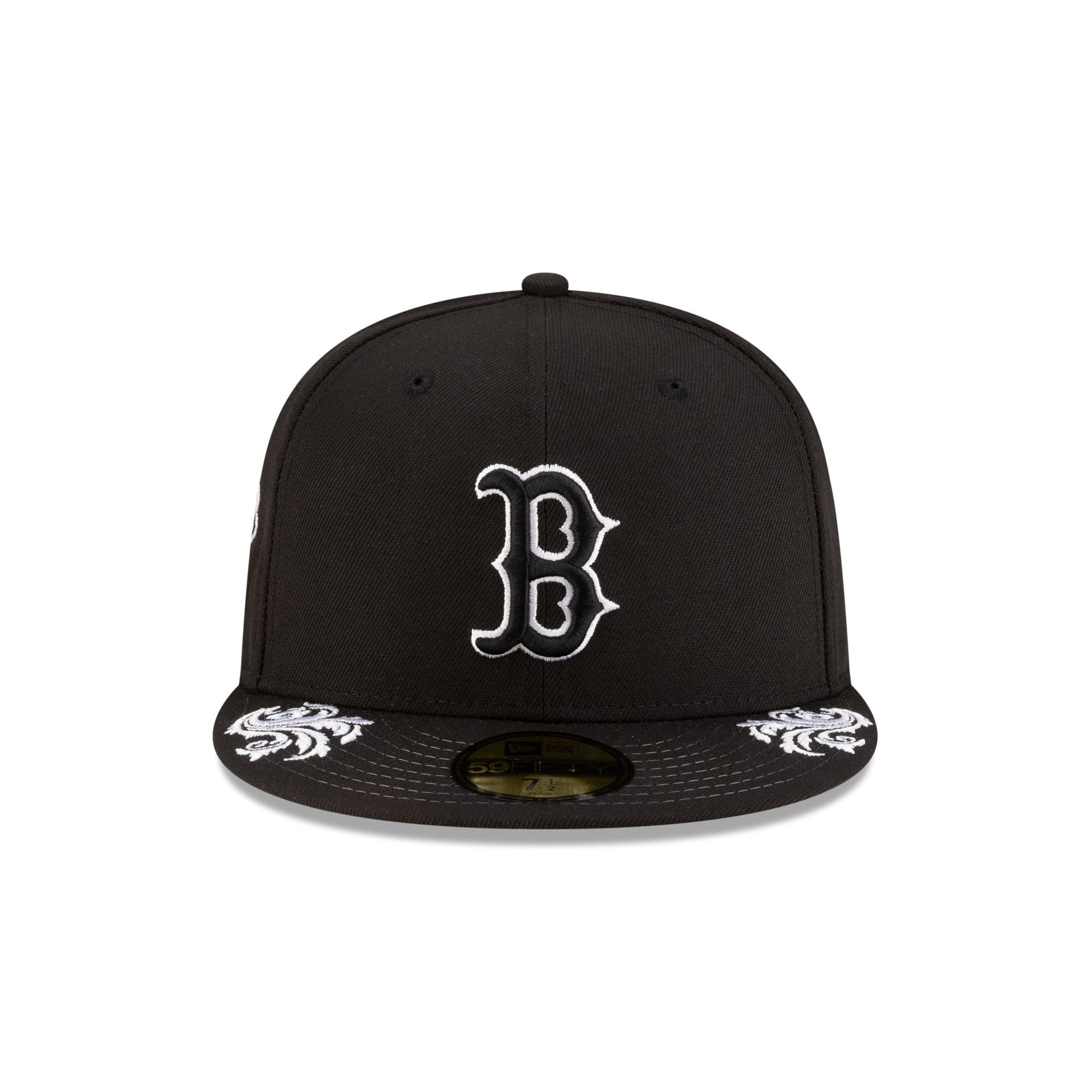 Boston Red Sox Script Black and White 59FIFTY Fitted Hat