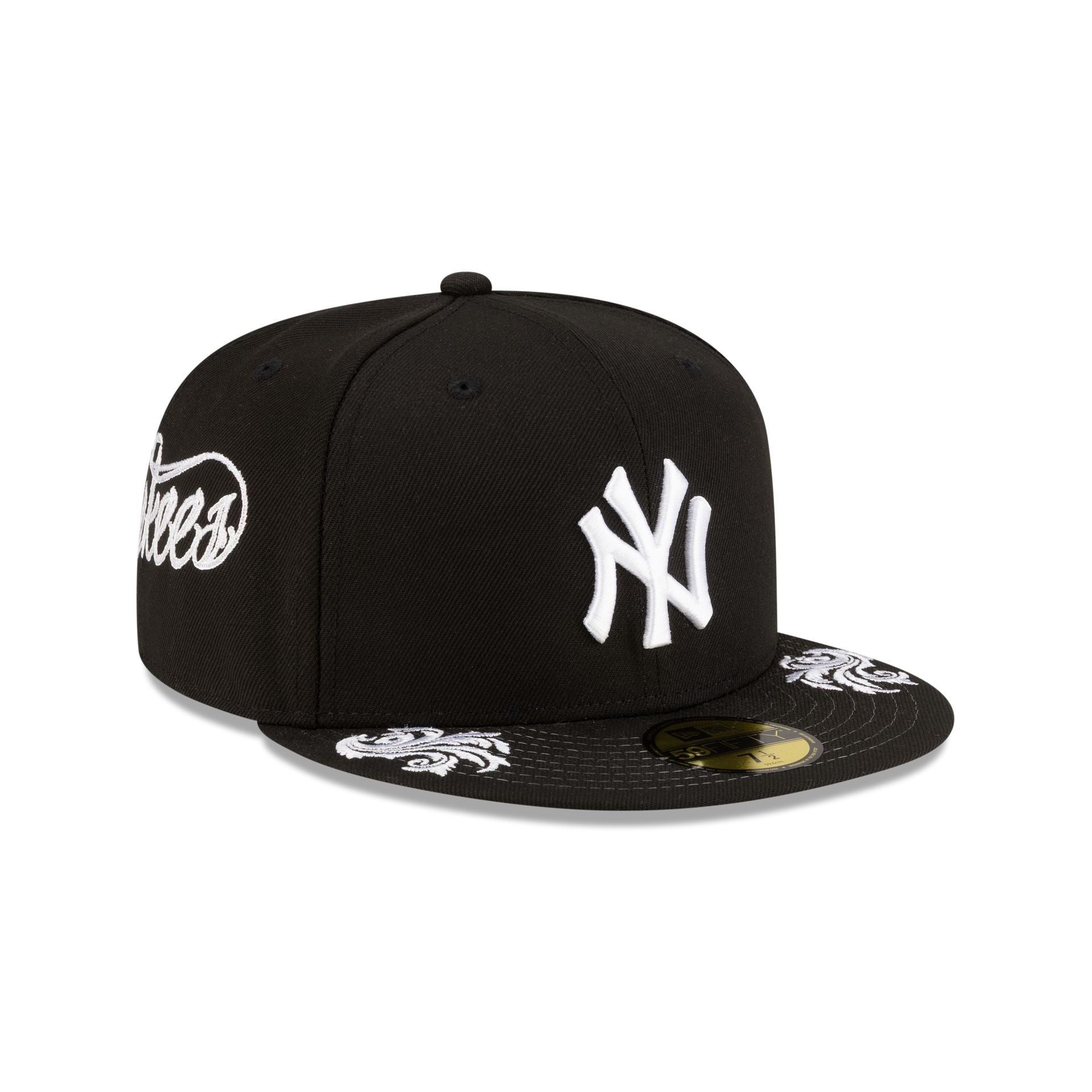 New York Yankees Script Black and White 59FIFTY Fitted Hat