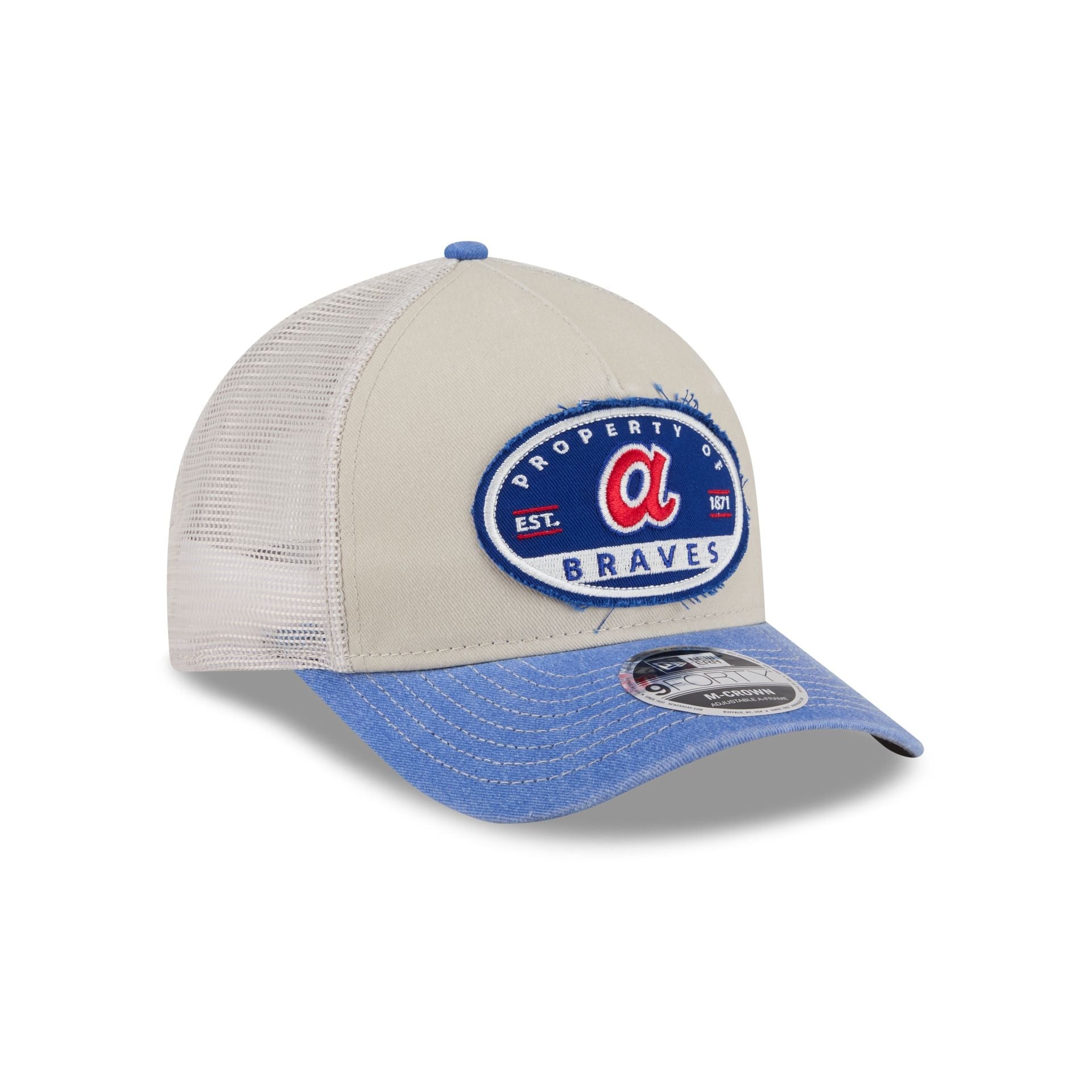 Atlanta Braves Frayed 9FORTY M-Crown A-Frame Trucker Hat