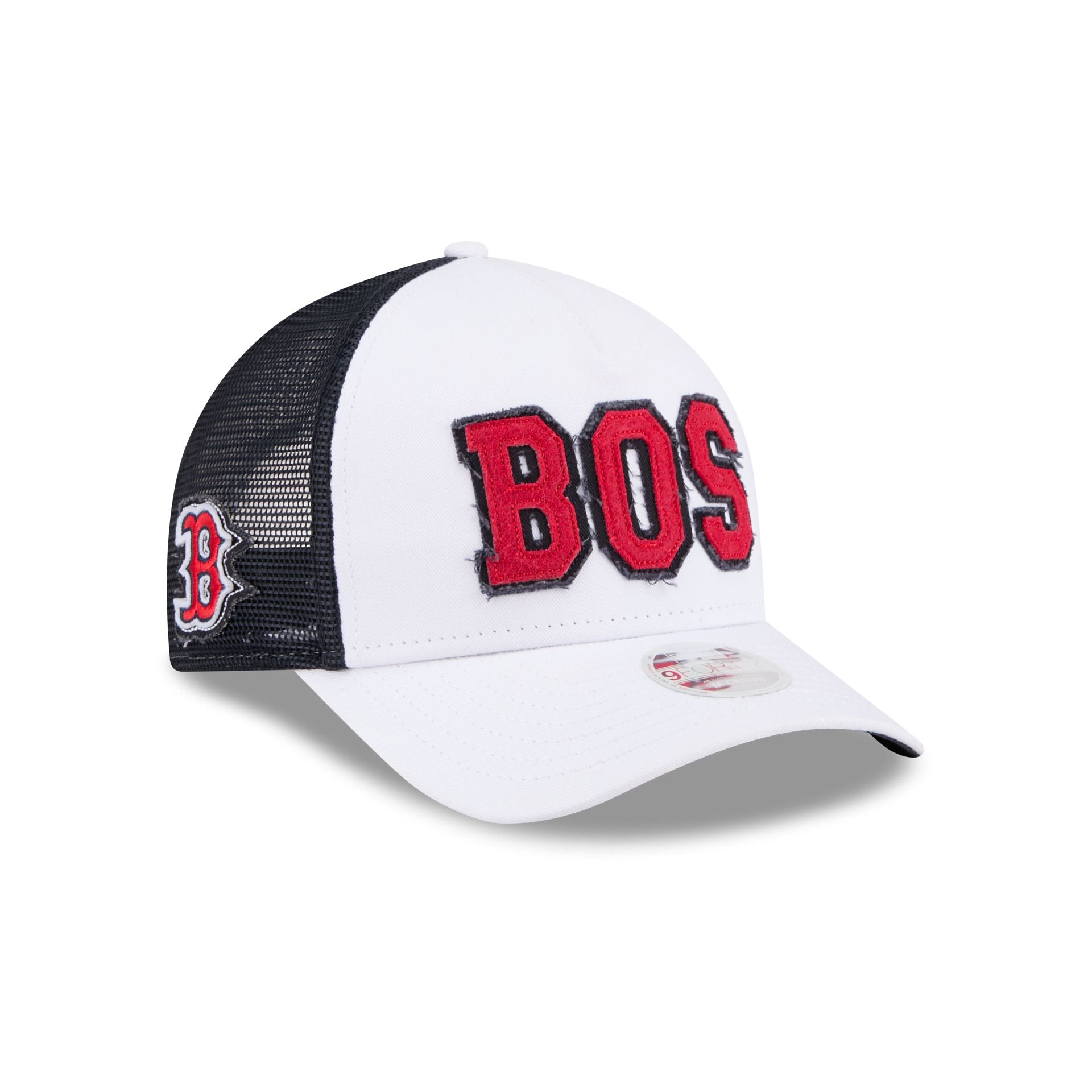 Boston Red Sox Optic White Felt Logo Women's 9FORTY M-Crown A-Frame Trucker Hat
