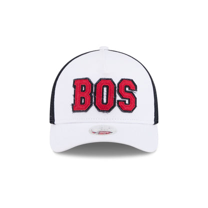 Boston Red Sox Optic White Felt Logo Women's 9FORTY M-Crown A-Frame Trucker Hat
