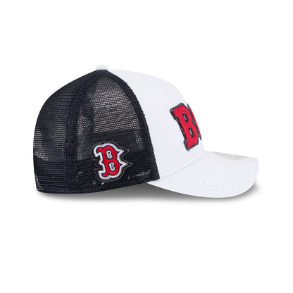 Boston Red Sox Optic White Felt Logo Women's 9FORTY M-Crown A-Frame Trucker Hat