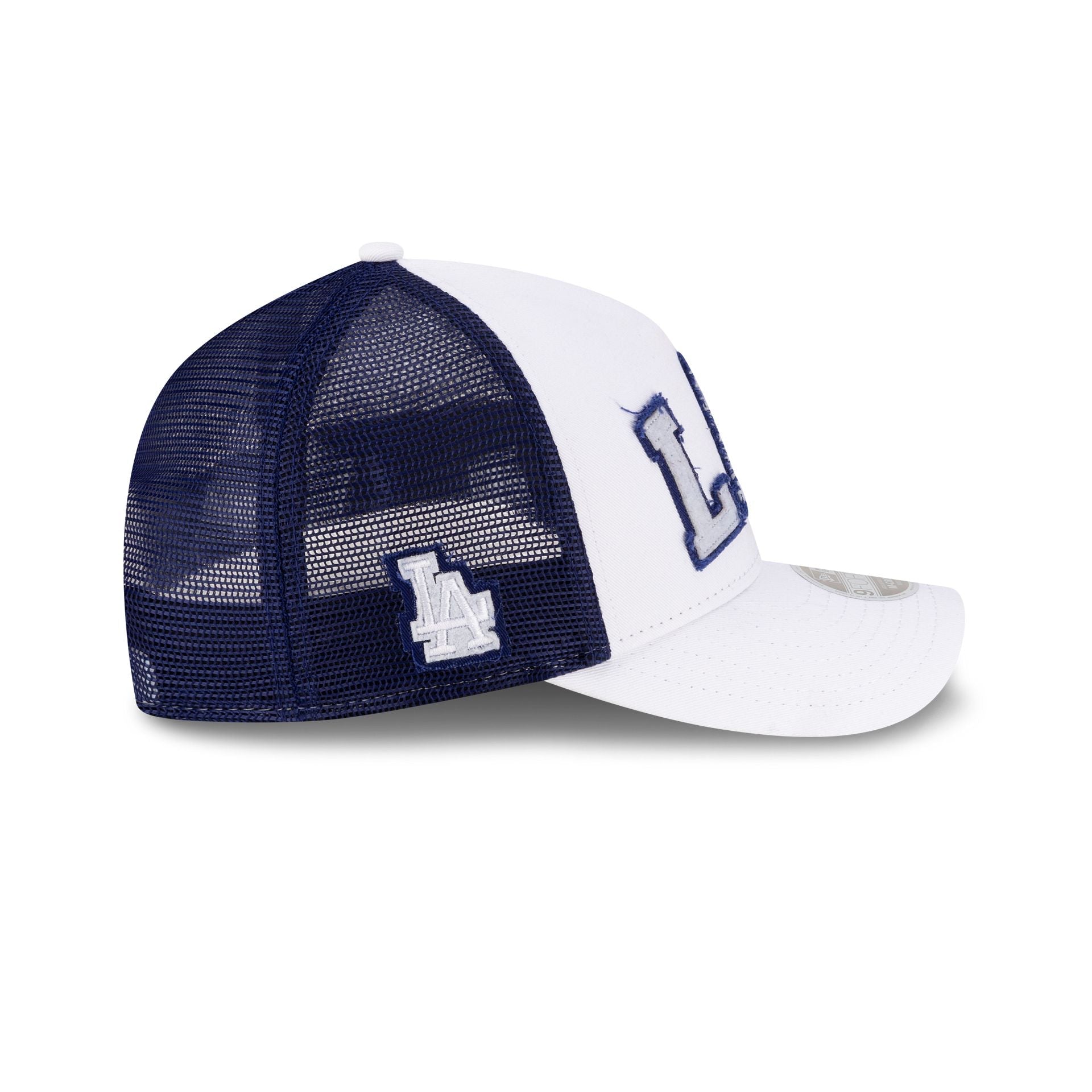 Los Angeles Dodgers Optic White Felt Logo Women's 9FORTY M-Crown A-Frame Trucker Hat