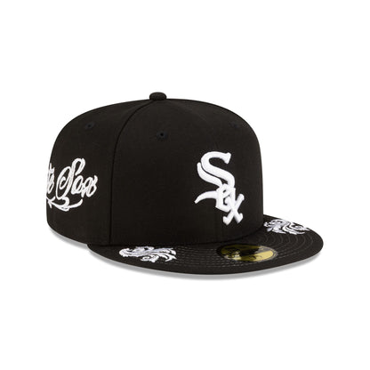 Chicago White Sox Script Black and White 59FIFTY Fitted Hat