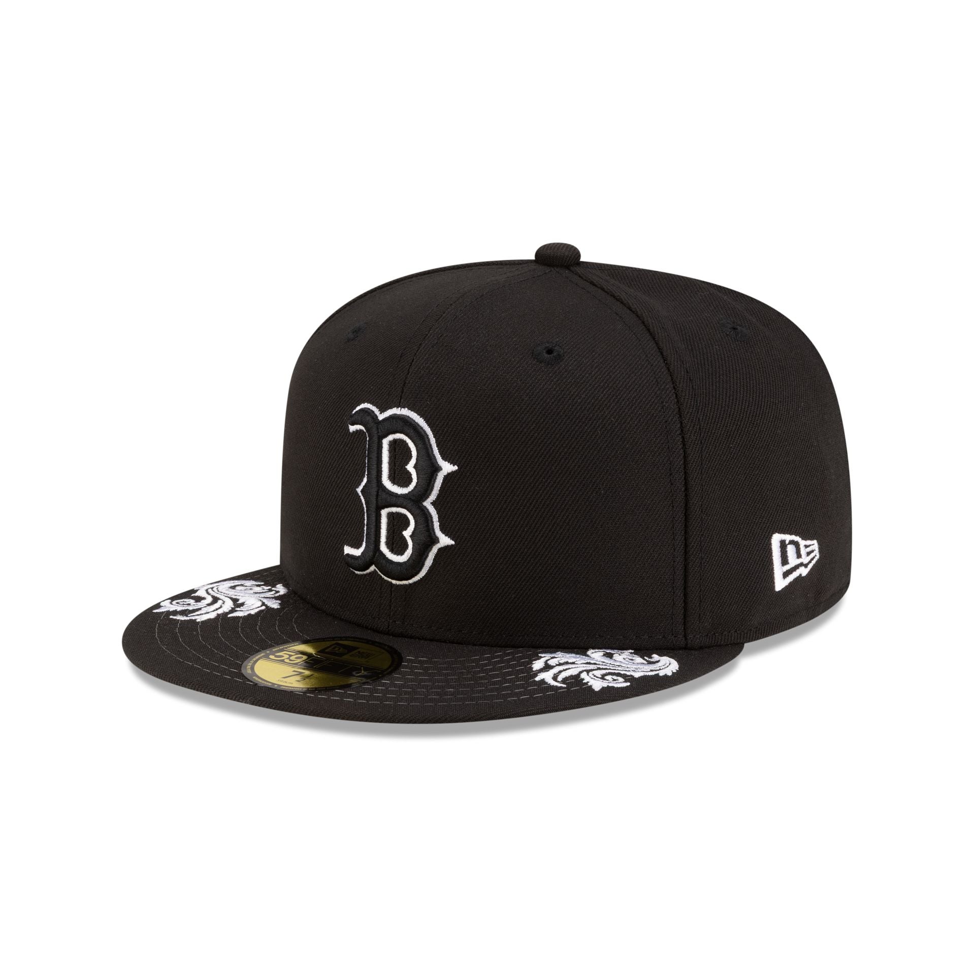 Boston Red Sox Script Black and White 59FIFTY Fitted Hat