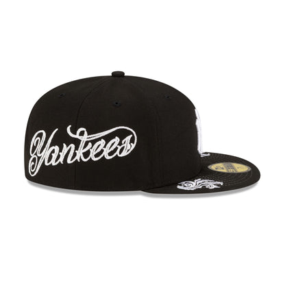 New York Yankees Script Black and White 59FIFTY Fitted Hat