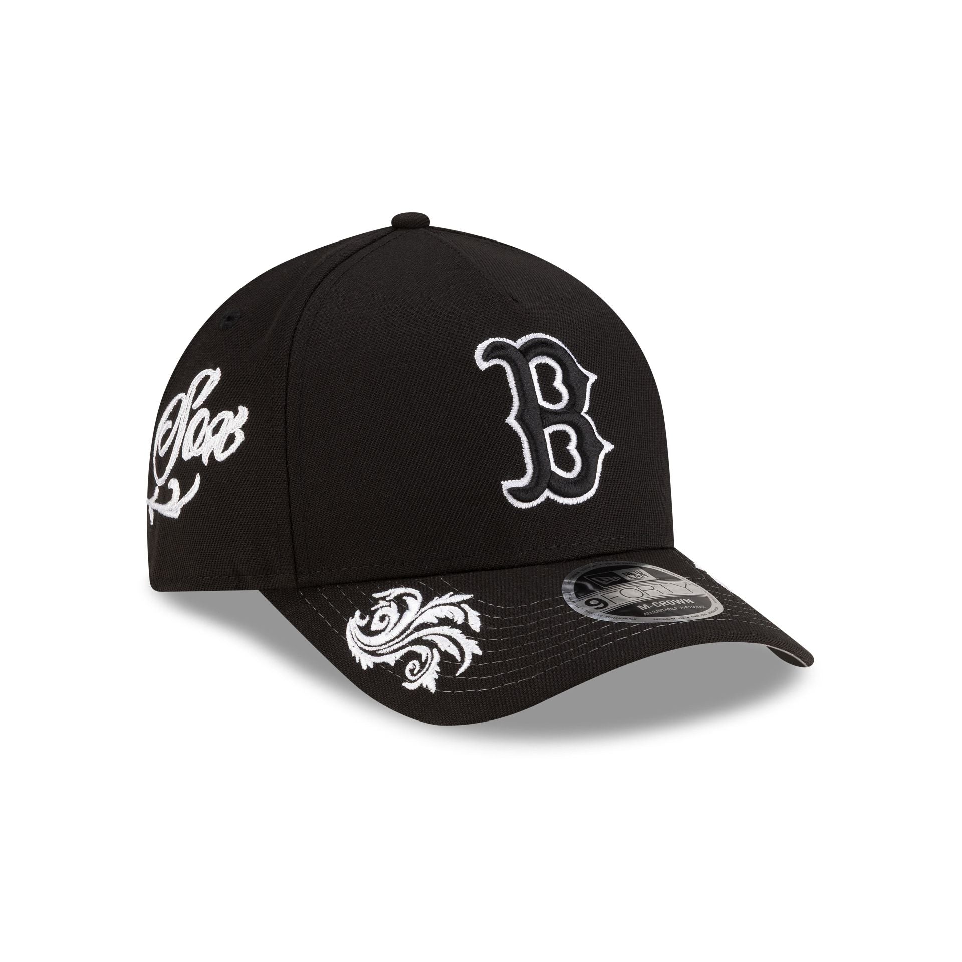Boston Red Sox Script Black and White 9FORTY M-Crown A-Frame Snapback Hat